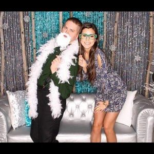 Navy and beige dress